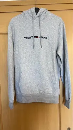 TOMMY JEANS グレー フード付きパーカー Lサイズ