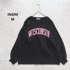 イング　ロンT 長袖　Tシャツ ロゴ　ボリューム袖　ブラック　【M】大きめのサムネイル
