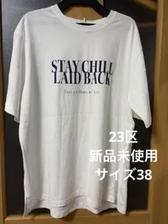 【新品】23区 プリント 半袖Tシャツ 黒 38サイズ 2026年最新】23区 柄・デザイン：プリント（ロゴなど） レディース