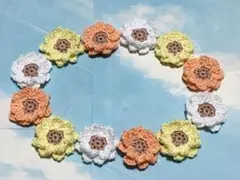 花モチーフ12個セット　(二重) かぎ編み　モチーフ編み　レース糸　かぎ針編み