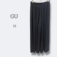 3138 ジーユー【M】プリーツ ガウチョパンツ　後ウエストゴム　高級感