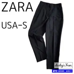 ZARA テーパードパンツ ハイウエスト ダーツ センタープレス S M相当 黒