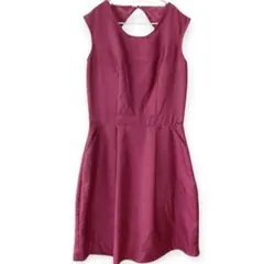 美品 M'S GRACY ひざ丈ワンピース パープル 40 シルク混 光沢感