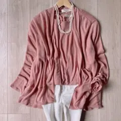 美品＊自由区 ラメパルサー アンサンブルセット 大きいサイズ44 ピンク 洗える