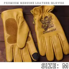 ハーレー 乗り必見！ 本革バイク用 レザーグローブ イエロー 黄色 カジュアル