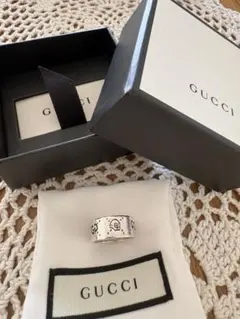 GUCCI グッチ　ゴースト シルバーリング ロゴ入り 13号 正規品