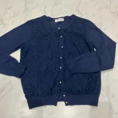 ViS ネイビー レースカーディガン 長袖　M