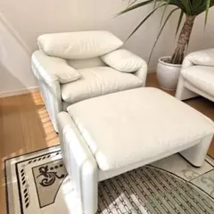 Cassina カッシーナ マラルンガ 3人掛けソファ レザー ホワイト - メルカリ
