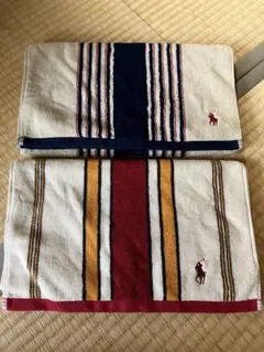 新品・未使用 Ralph Lauren ストライプ フェイスタオル 2 枚
