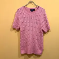 POLO RALPH LAUREN 半袖セーター ケーブル編み ピマコットン