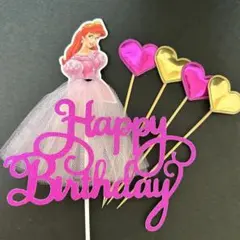 ケーキトッパー　アリエル　プリンセス　誕生日　飾り　ドレス　ディズニー