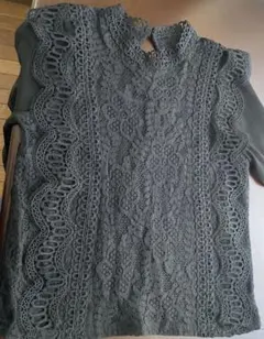 黒 レースデザイン 長袖シャツ