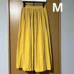 hareiro ロングスカート プリーツ ウエストゴム M マスタード