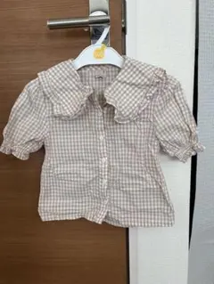 petit main 半袖シャツ 100cm ベージュチェック