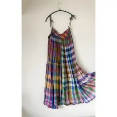 美品✨ヌキテパ 2WAY ストライプ マキシ丈 ギャザー リボン 