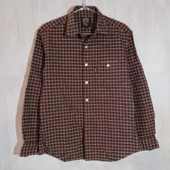 AIGLE 長袖シャツ ブラウン チェック S