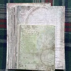 606コラージュ　緑　セット　まとめ　素材　日記　紙もの　おすそ分け