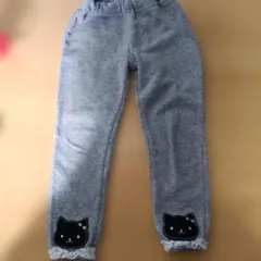 猫プリント グレー ロングパンツ 120cm