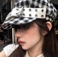 check tweed beret ツイード チェック 帽子　韓国　amood