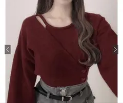 GRL レイヤード風アシンメトリーニットトップス[tu1524]