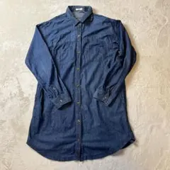 ユニクロUNIQLOデニム長袖シャツ Lサイズ ダークブルー　6