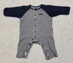 ストライプロンパース 70サイズ ネイビー