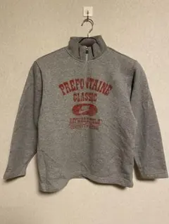 【NIKE】ロゴ　ジップトレーナー Mグレー×レッド