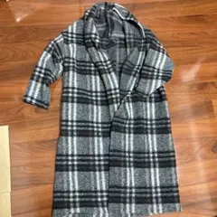 ブラウン系チェックカーディガン M