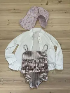 キッズ 女の子 水着 ラッシュガード スイムキャップ 水泳帽子