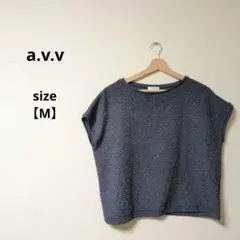 ★美品★a.v.v ネイビー テクスチャー 半袖Tシャツ【M】