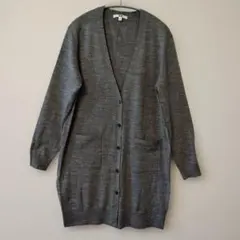 【お値下げ】UNIQLO グレー Vネックロングカーディガン Lサイズ
