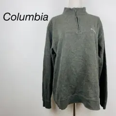 Columbia コロンビア ハーフジップ スウェット L カーキ 刺繍ロゴ