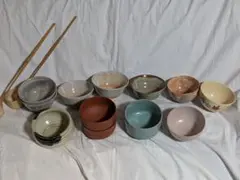 お稽古茶道具 茶碗11客 茶杓2本 建水1客セット