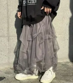 タックラメ チュールボリュームスカート