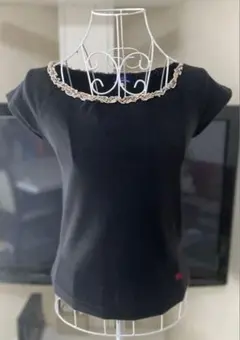 BURBERRY BLUE LABEL　 Tシャツ ノバチェック柄襟 赤ロゴ刺繍