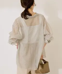 AMERICAN HOLIC メッシュ長袖シャツ チャコールグレーのサムネイル