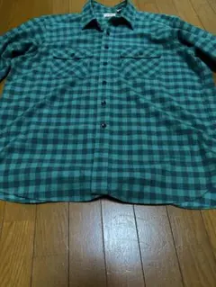 L.L.Bean ネルシャツ グリーン系チェック オーバーサイズ スケーター