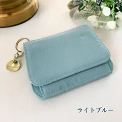 新品 財布 レディース 二つ折り財布 本革 ミニ財布 可愛い ライトブルー