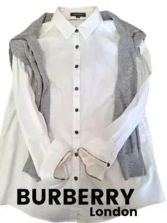 ♡美品♡【Burberry London】ホワイトストライプ長袖シャツ 38