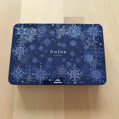 空き缶 Aujua MILBON 雪の結晶柄 小物入れ 収納缶 ネイビー 蓋付き