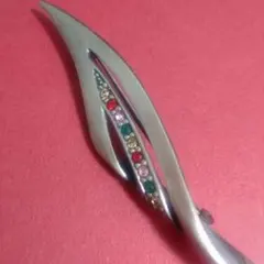昭和レトロ マルチカラーラインストーン ブローチ