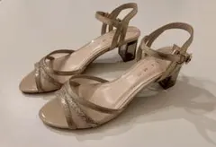 MELMO ゴールド ストラップサンダル 中ヒール