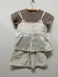Tシャツとベージュのチュニックのセットアップの2点セット 150cmのサムネイル