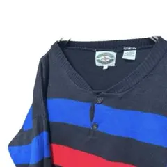 ストライプ　MIDWDEST ニット　ブルー+レッド+ブラック　L