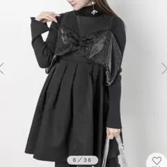 ♡美品♡ RANDA ラインストーンリボンミニワンピース ブラック 0サイズ