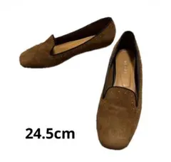 REGAL 24.5cm ブラウン スエード　スタッズ フラットシューズ