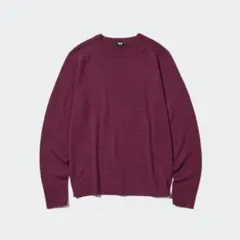 Мサイズ ボルドーエクストラファインメリノクルーネックセーター（長袖）