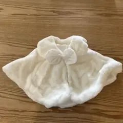 140程度　ホワイト フリース フォーマルコート リボン付き