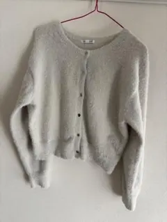 GU ラメ　カーディガン　ホワイト