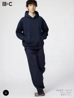 UNIQLO C スウェットワイドパンツ ネイビー L